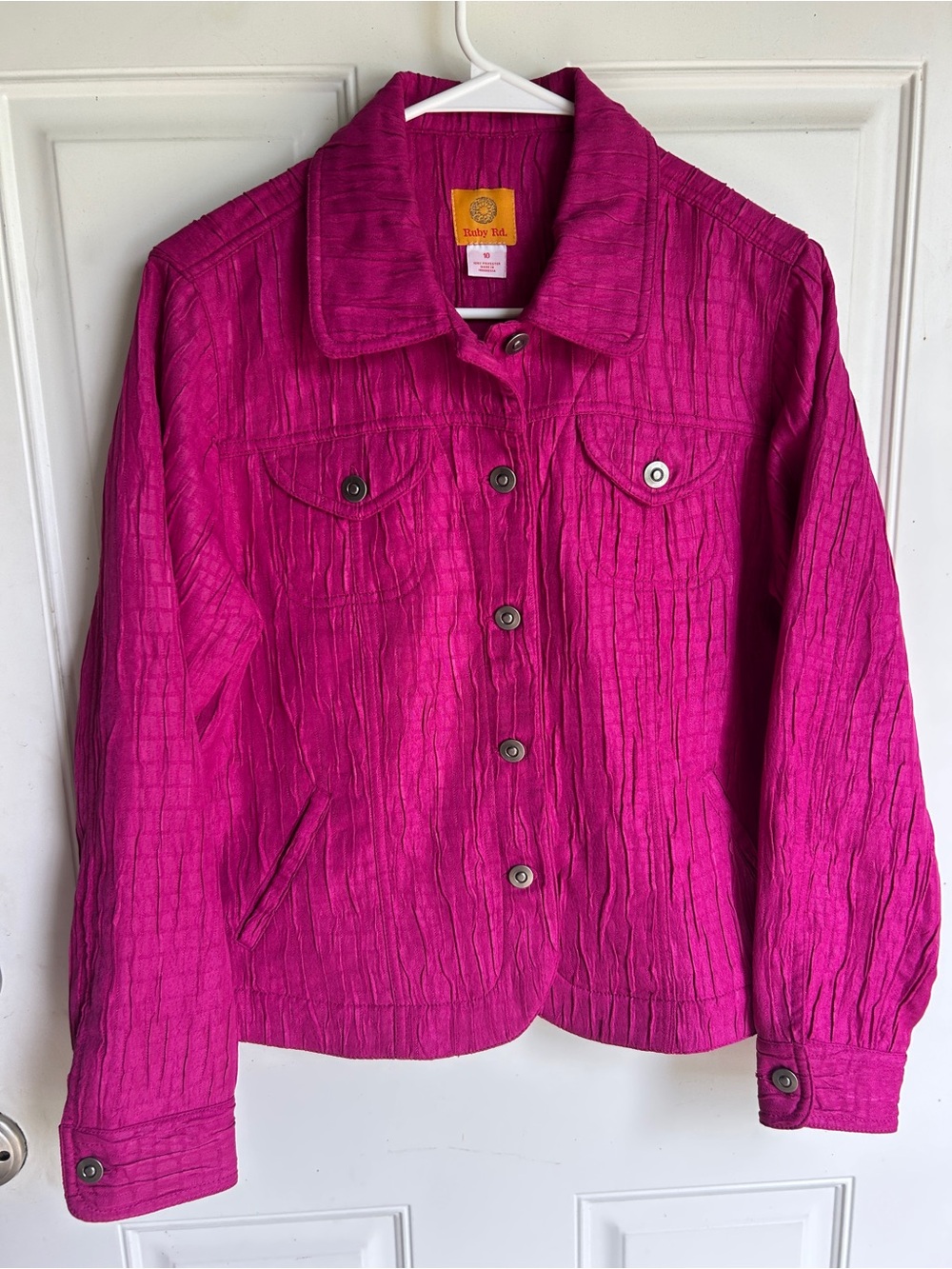 Ruby Rd. Hot Pink Textured Button-Front Jacket - Picture 4 of 4